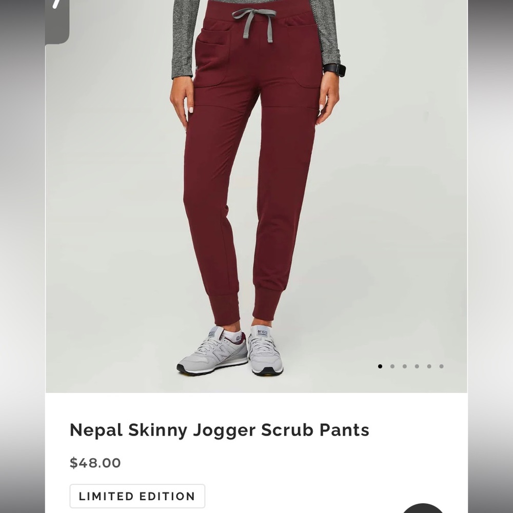 FIGS Limited Edition Nepal Burgundy Skinny Jogger scrub pants